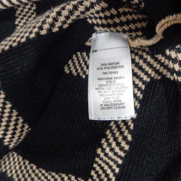 Cable & Gauge Women's Plaid Sweater Tan Black Button Cuffs 3/4 Long Sleeves Sz M - Picture 7 of 7